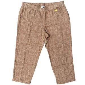 Ellen Tracy Brown Linen Rayon Blend Slash Pockets Mid Rise Capri Pants size M